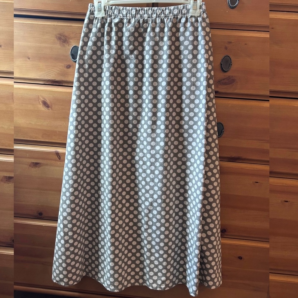 Gray & Cream Polka Dot Skirt Maxi Midi Size Small